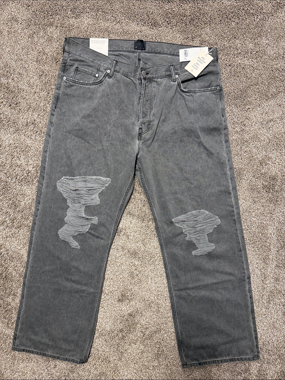 H&M Men's Distressed Gray Straight Jeans 42x32